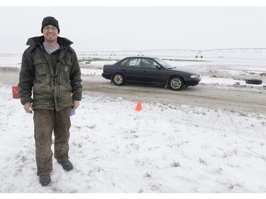 Russell Flaman and his wife Amanda (not pictured) own the land on which the Winter Rally X race is held, south of Regina, Sask. on Sunday January 24, 2016. The group plans to run winter races until March.
