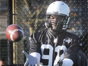 Caesar Rayford, shown in a 2009 file photo with the B.C. Lions, signed with the Riders on Friday