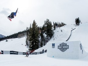 Regina's Mark McMorris competes in the men's snowboard slopestyle final at the X Games on Saturday in Aspen, Colo. McMorris won the slopestyle gold medal for the fourth time in five years.
