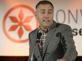 Cam Broten speaks during the 2015 Saskatchewan NDP convention in Regina.