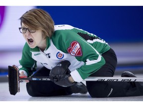 Saskatchewan's Jolene Campbell, shown Wednesday during a match against Northern Ontario's Krista McCarville at the Scotties Tournament of Hearts, likely needs to sweep both her games Thursday to be in the playoff picture.