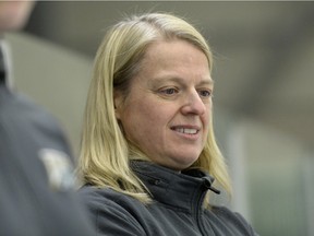 University of Regina Cougars head coach Sarah Hodges, shown here during a game in January, likes the direction her team is heading.