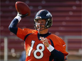 The Denver Broncos' Super Bowl hopes hinge on the right arm of quarterback Peyton Manning, who's shown here during a practice on Feb. 4, 2016.