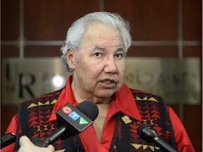 Justice Murray Sinclair, chair of the Truth and Reconciliation Commission of Canada speaks to media at the University of Regina.