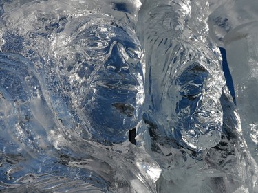 Part of the ice sculpture, Impermanence: From the creator to the creator.