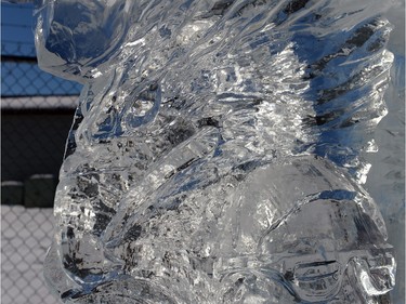 Part of the ice sculpture, Impermanence: From the creator to the creator.