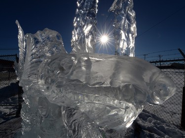 Part of the ice sculpture, Impermanence: From the creator to the creator.