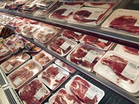 Packaged meat is seen at a grocery store in Montreal.