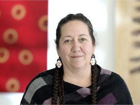 Christi Belcourt, Metis artist, is part of the Sakewewak Indigenous Artist's Symposium held at the First Nations University of Canada on Friday.