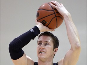 Travis Sylvestre, shown here during a practice in 2014, is heading for the playoffs for the first time in his career with the University of Regina Cougars men's basketball team.