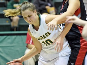 University of Regina post Alyssia Kajati, shown here during a game in December, has been on a roll for the Cougars women's basketball team.