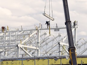 Construction continues at the new Mosaic Stadium in Regina.