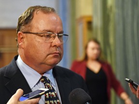 Bill Boyd, Minister Responsible for the Global Transportation Hub during a scrum with reporters in the Saskatchewan Legislative Building on Feb. 3.