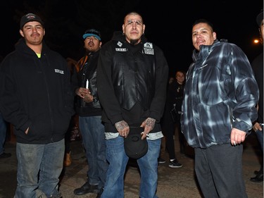 North Central community members during a vigil being held to draw attention to violence in North Central and elsewhere in Regina.  Residents and concerned citizens listened to elders speak and sing honour songs and took part in a sweet grass ceremony and made a public call to end violence.