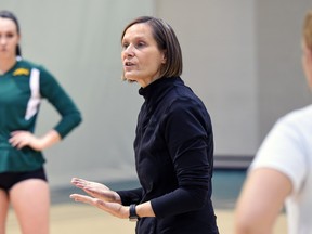 University of Regina Cougars head coach Melanie Sanford, shown here during a practice in January, hopes her team's young players gained experience during the 2015-16 season.