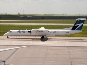 A WestJet Encore Q400 aircraft taxis at Regina International Airport is part of the domestic traffic that's the core of the airport's business.
