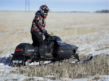 Daxton Hase decided that spending his day off  from school would be a good chance to do some snowmobiling east of Regina Friday.