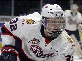 The Regina Pats' Robbie Holmes, shown during Friday's WHL game against the visiting Saskatoon Blades, scored a goal in each of his first two major-junior contests.