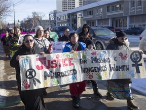 Annual march for missing and murdered indigenous women on February 14th, 2016.