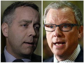 NDP Leader Cam Broten (left) and Saskatchewan Party Leader Brad Wall