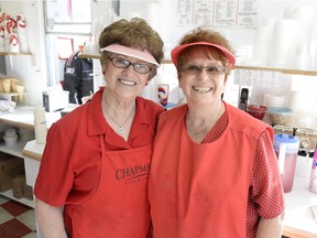 Anne and Carole Boldt smile on the opening day of the Milky Way ice cream shop in Regina on March 13, 2016.