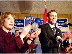 2006: a poignant moment from the election night victory of  Conservative MP Dave Batters, with his wife Denise at left.