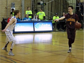 Ben Hillis of the LeBoldus Golden Suns, right, is among the new recruits announced by the University of Regina Cougars men's basketball team.