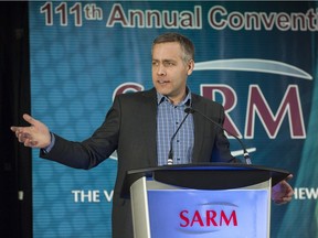 Cam Broten, leader of the Saskatchewan NDP, speaks at a meeting of the Saskatchewan Association of Rural Municipalities in Regina, Saskatchewan on Wednesday, March 9, 2016.