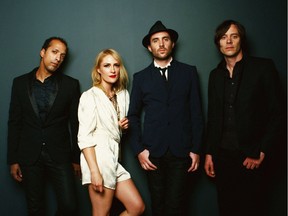 Metric's Josh Winstead (left) , Emily Haines, James Shaw and Joules Scott-Key will play the Brandt Centre on March 28.