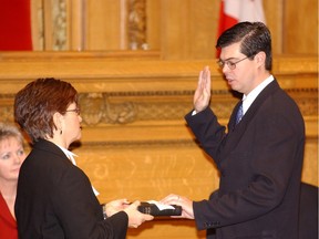 Jason Dearborn is sworn in as a member of the Legislative assembly.