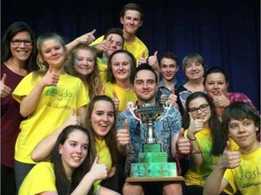 Miller High School's "No Name" improv team after winning the Regina regional tournament of the Canadian Improv Games to earn a spot in the national tournament.
