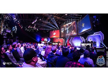 The crowd watches a match on stage at the Halo World Championship, which took place March 18-20 in Hollywood, CA. (Photo courtesy Microsoft)