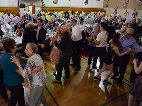 People dance at the 2015 Balfour Senior Citizens' Night at Balfour Collegiate. The event has been cancelled after 27 years due to funding cuts.