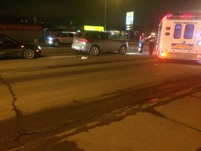 Regina police and EMS responded to the scene of a collision on Victoria Avenue west of Park Street on Thursday night. A female pedestrian was struck by a vehicle.