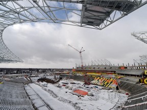 Construction was 77-per-cent complete at the new Mosaic Stadium as of March 16, 2016.