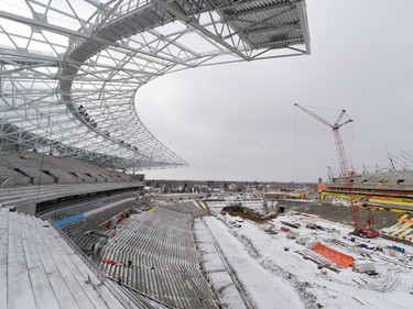 A guided tour for the media at the construction site of the new Mosaic Stadium in Regina on Wednesday.