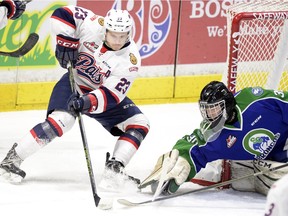 Regina Pats sophomore centre Sam Steel, left, looks forward to making his WHL playoff debut Friday against the host Lethbridge Hurricanes.