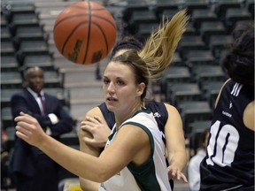 University of Regina post Alyssia Kajati, shown here during a game in 2014, had 18 points for the Cougars on Saturday in their final game of the 2015-16 season.