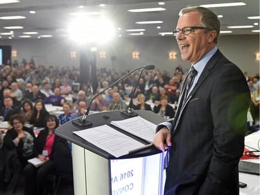 Saskatchewan Party leader Brad Wall makes the keynote address at the 2016 Saskatchewan Association of Rural Municipalities (SARM) Annual Convention in Regina.