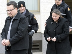 Kevin and Tammy Goforth are led out of Queen's Bench Court in Regina on March 4, 2015 after being sentenced. Tammy received a life sentence without parole eligibility for 17 years for second-degree murder while Kevin received 15 years in prison for manslaughter in the death of a four-year-old girl. They received a concurrent five-year term for unlawfully causing bodily harm to the girl's two-year-old sister.