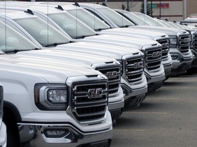 Saskatchewan's economic downturn is slowing sales of new cars, trucks and SUVs this year, according to Statistics Canada figures released Monday. Compared with January 2015, total vehicle sales in Saskatchewan were down 6.2 per cent to 3,279 units.