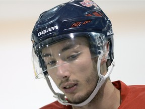 Eric Duran, shown at a recent practice with the Extreme Hockey Regina Capitals, had both his team's goals Sunday in a 2-1 Prairie Junior Hockey League playoff victory over the Assiniboia Southern Rebels.
