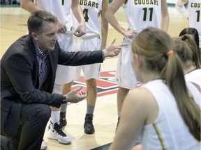 University of Regina Cougars head coach Dave Taylor, shown here during a game in November, has guided his team back to the CIS women's basketball championship tournament after a two-year absence.