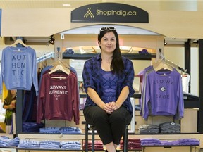 Heather Abbey at her Shopindig.ca cart in Mid-town Plaza in Saskatoon.