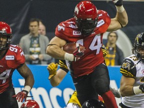 Matt Walter, shown with the Calgary Stampeders in a file photo from the 2014 Grey Cup game, is looking forward to joining the Saskatchewan Roughriders.