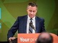 NDP Saskatchewan Leader Cam Broten addresses his supporters at the Saskatchewn NDP election headquarters in Saskatoon, Sask., Monday, April 4, 2016. THE CANADIAN PRESS/Matt Smith