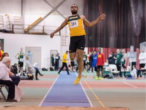 Ahmed Alkabary -- shown here competing in the men's long jump at a meet in Saskatoon this season -- received the President's Award during Thursday's athletic awards night at the University of Regina.