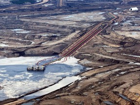 An oil sands facility seen from a helicopter near Fort McMurray, Alta.