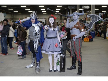 Brody Lane as Artorias, Alexis Valgardsson as Broken Doll and Dylan Biasutto as Iron Bull at Fan Expo Regina held at Canada Centre in Regina, Sask. on Saturday April. 23, 2016.