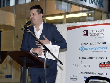 Global TV personality Derek Meyers was the Master of Ceremonies for The Happy Hour For Diabetes Fundraising Auction in Hill Tower III  in TROY FLEECE